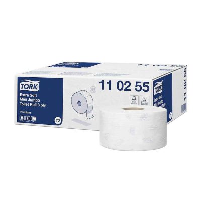 Hartie igienica Tork Extra Soft Mini Jumbo Premium, 3 straturi, 120 metri, 12 role/bax- 110255